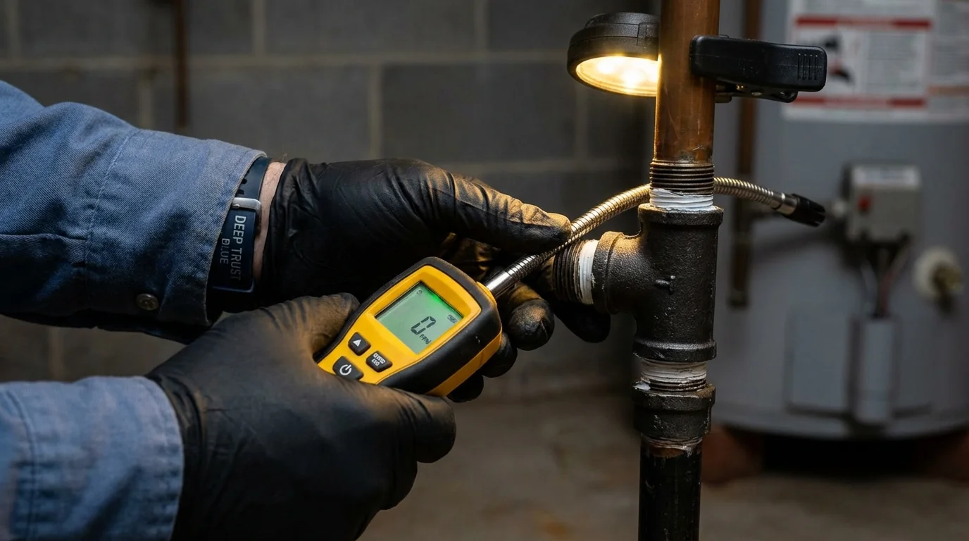Gas leak detection with electronic sniffer by Johns Plumbing LLC in Stromsburg