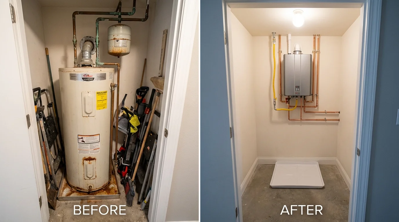 Tank water heater versus wall-mounted tankless unit comparison for Stromsburg, NE homeowners